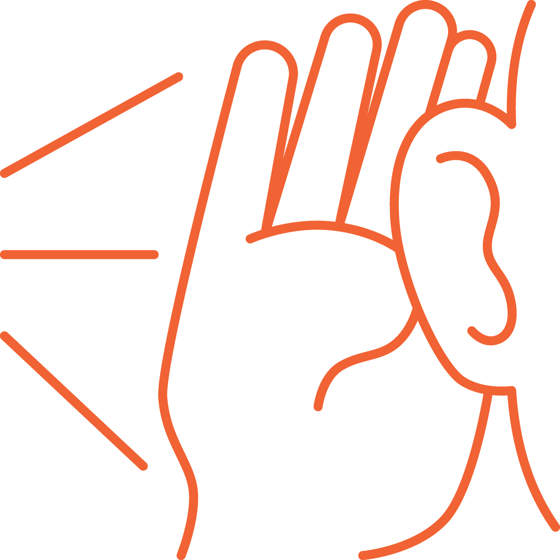 Ohr Strichzeichnung eines Ohrs mit Hand, welche den Schall ins Ohr leitet. Sprache beeinflusst Entscheidungen und Handlungen. Die hohe Disziplin des Marketing.